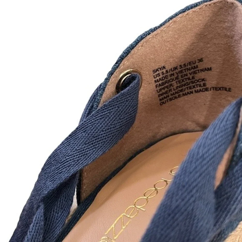 Espadrille Wedge Shoes Blue Denim Size 5.5